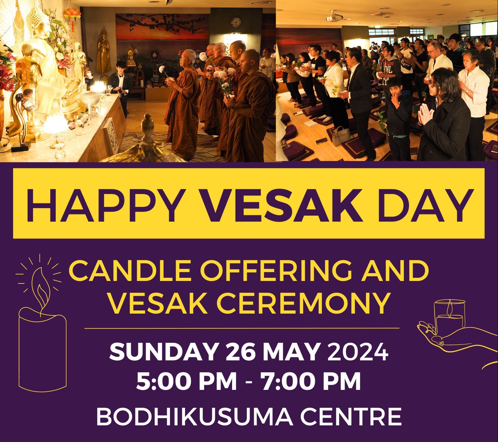 Vesak Ceremony and Candle Offering